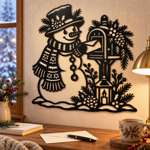 Snowman Mailbox Laser SVG | Christmas Mailbox DXF | Winter Snowman Metal Wall Art | Holiday Plasma CNC Cutting File SVG HappyDesignStudio 