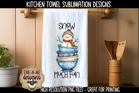 Snowman Mixing Bowls | Kitchen Towel Sublimation PNG Sublimation Ewe-N-Me Designs 