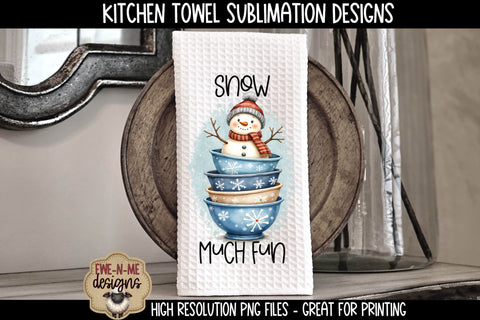 Snowman Mixing Bowls | Kitchen Towel Sublimation PNG Sublimation Ewe-N-Me Designs 