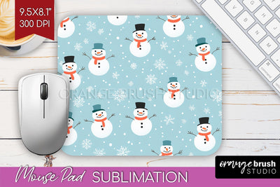 Snowman Mouse Pad Sublimation - Cute Christmas Mousepad PNG Sublimation OrangeBrushStudio 