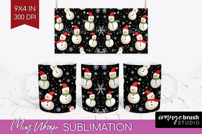 Snowman Mug Wrap - Cute Christmas Mug PNG Sublimation Sublimation OrangeBrushStudio 