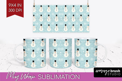 Snowman Mug Wrap - Cute Christmas Mug PNG Sublimation Sublimation OrangeBrushStudio 