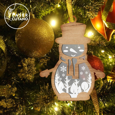 SNOWMAN Multilayer SET, Christmas Bundle Ornaments Home Decoratio, Laser Cut Templates SVG LaserCutano 