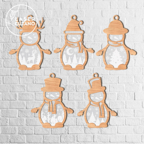 SNOWMAN Multilayer SET, Christmas Bundle Ornaments Home Decoratio, Laser Cut Templates SVG LaserCutano 