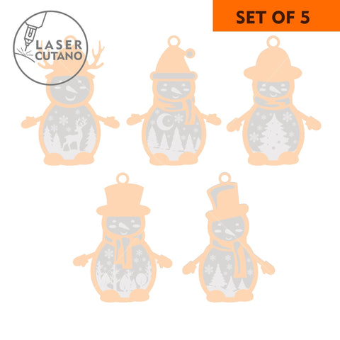 SNOWMAN Multilayer SET, Christmas Bundle Ornaments Home Decoratio, Laser Cut Templates SVG LaserCutano 