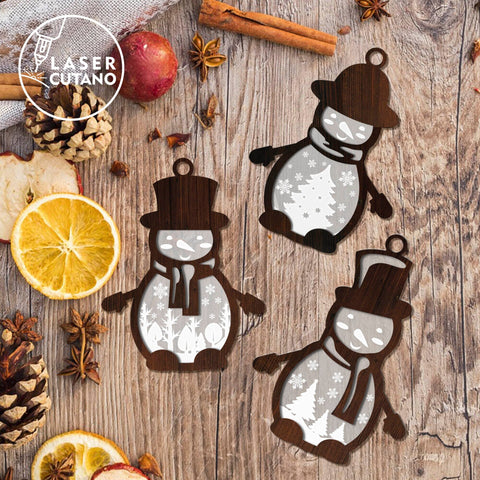 SNOWMAN Multilayer SET, Christmas Bundle Ornaments Home Decoratio, Laser Cut Templates SVG LaserCutano 