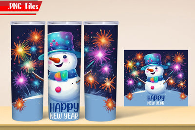 Snowman New Year - Happy New Year Tumbler Wrap PNG Files Sublimation zafrans studio 