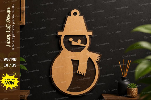 Snowman Ornament Laser Cut File SVG Regulrcrative 