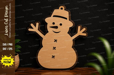 Snowman Ornament Laser Cut SVG Design SVG Regulrcrative 