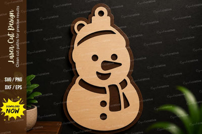 Snowman Ornament Laser Cut SVG Design SVG Regulrcrative 