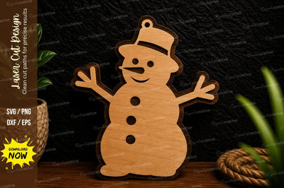 Snowman Ornament Laser Cut Svg Design SVG Regulrcrative 