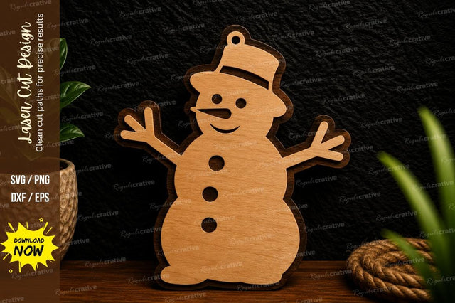 Snowman Ornament Laser Cut Svg Design SVG Regulrcrative 