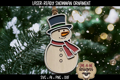 Snowman Ornament Laser Ready SVG | Laser Ready SVG SVG Ewe-N-Me Designs 