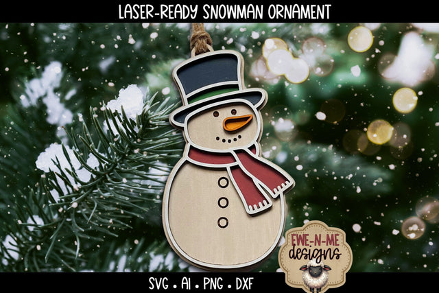 Snowman Ornament Laser Ready SVG | Laser Ready SVG SVG Ewe-N-Me Designs 
