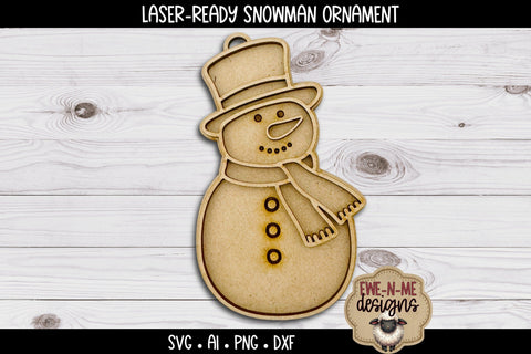 Snowman Ornament Laser Ready SVG | Laser Ready SVG SVG Ewe-N-Me Designs 