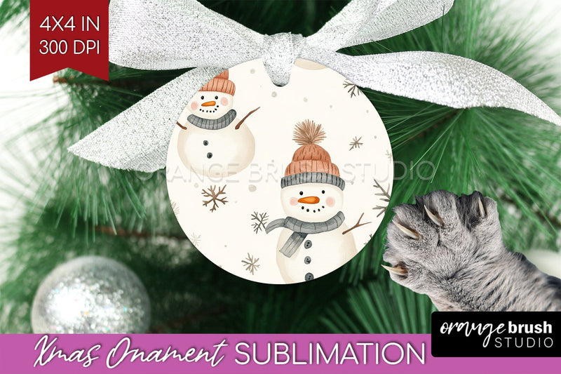 Snowman Ornament PNG - Cute Christmas PNG Sublimation Sublimation OrangeBrushStudio 
