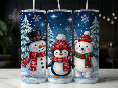 Snowman Penguin Bear 20oz Tumbler, Snowman Penguin Bear, 20oz Tumbler Wrap, Winter Tumbler PNG, Christmas Tumbler, Penguin Tumbler, Bear Tumbler, Snowman Tumbler Sublimation SvggirlplusArt 