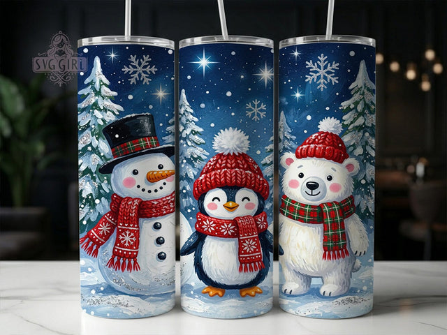 Snowman Penguin Bear 20oz Tumbler, Snowman Penguin Bear, 20oz Tumbler Wrap, Winter Tumbler PNG, Christmas Tumbler, Penguin Tumbler, Bear Tumbler, Snowman Tumbler Sublimation SvggirlplusArt 