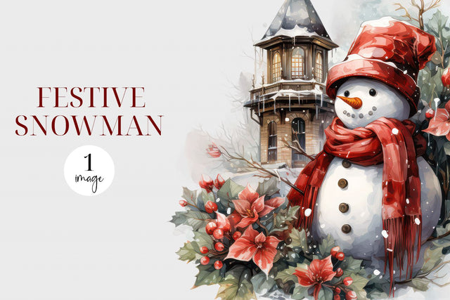 Snowman PNG For Sublimation, Watercolor Snowman Clipart Sublimation BijouBay 