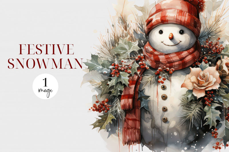 Snowman PNG, Watercolor Snowman Clipart - Sublimation BijouBay 