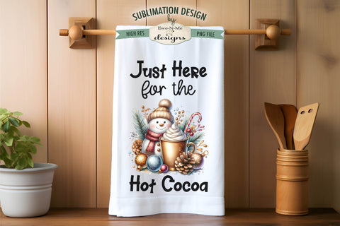 Snowman Reindeer Hot Cocoa Kitchen Towel Sublimation Designs Sublimation Ewe-N-Me Designs 
