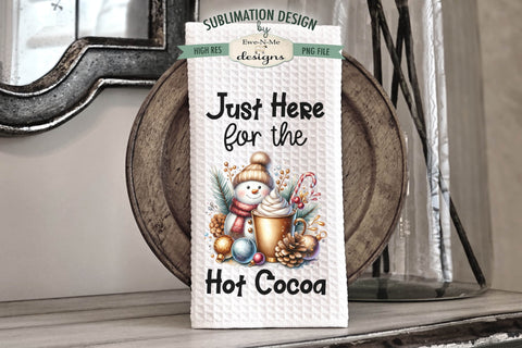 Snowman Reindeer Hot Cocoa Kitchen Towel Sublimation Designs Sublimation Ewe-N-Me Designs 