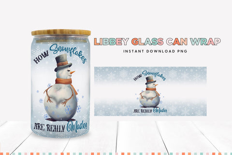 Snowman Snowflake Maker Christmas Libbey Can Sublimation Sublimation BijouBay 