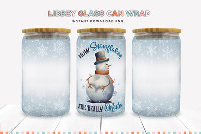 Snowman Snowflake Maker Christmas Libbey Can Sublimation Sublimation BijouBay 