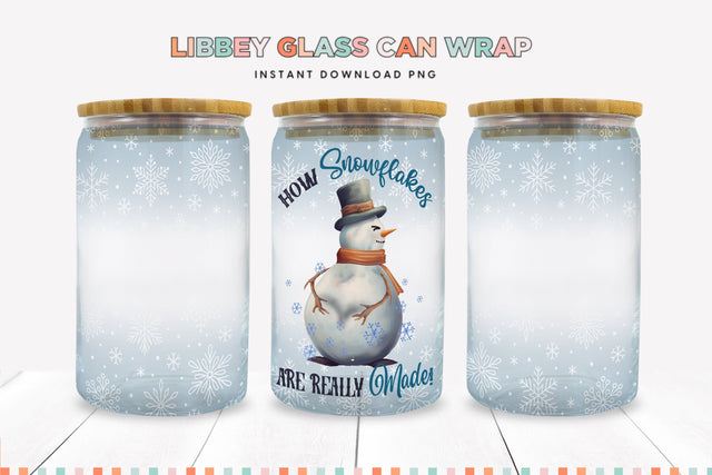 Snowman Snowflake Maker Christmas Libbey Can Sublimation Sublimation BijouBay 