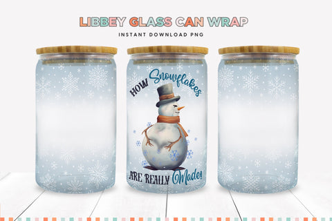Snowman Snowflake Maker Christmas Libbey Can Sublimation Sublimation BijouBay 
