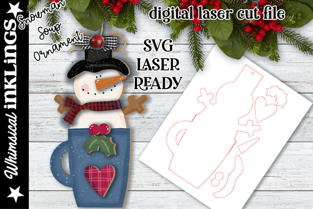 Snowman Soup Ornament SVG SVG Whimsical Inklings 
