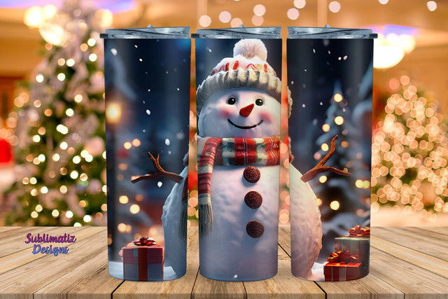 Snowman Sublimation 20 oz Tumbler | 20 oz Skinny Tumbler Wrap Sublimation Christmas Design Sublimation Sublimatiz Designs 