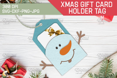 Snowman SVG Christmas Gift Card Holder Tag. 3D Layered Paper Cut 3D Paper Evgenyia Guschina 