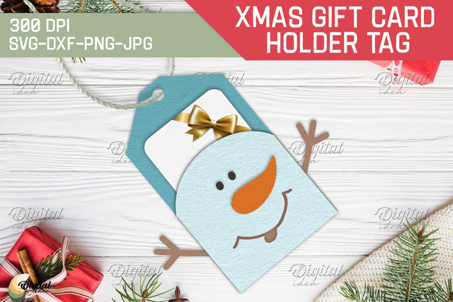 Snowman SVG Christmas Gift Card Holder Tag. 3D Layered Paper Cut 3D Paper Evgenyia Guschina 