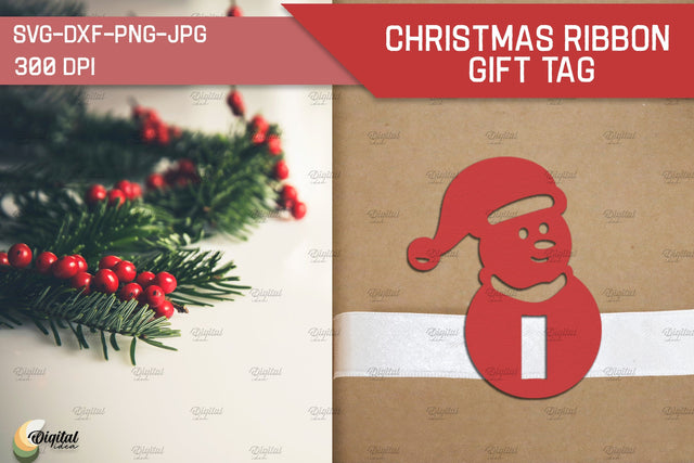 Snowman SVG. Christmas Ribbon Gift Tag Paper Cut 3D Paper Evgenyia Guschina 