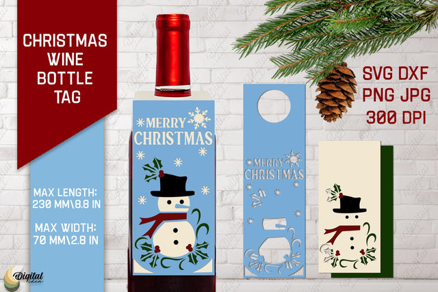 Snowman SVG. Christmas Wine Bottle Tags. Gift Tags SVG 3D Paper Evgenyia Guschina 