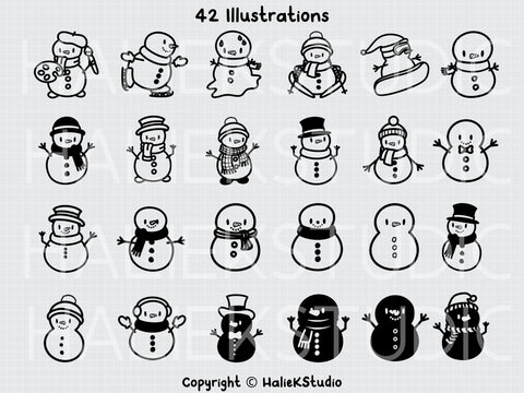 Snowman SVG Outline Design Set SVG HalieKStudio 