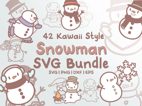 Snowman SVG Outline Design Set SVG HalieKStudio 