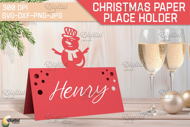 Snowman SVG. Paper Name Cards. Papercut Place Holder SVG 3D Paper Evgenyia Guschina 