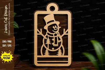Snowman Tag Ornament Laser Cut SVG Design SVG Regulrcrative 