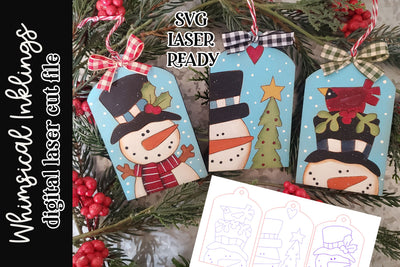 Snowman Tag Ornament SVG Set SVG Whimsical Inklings 