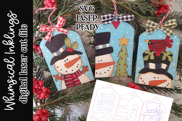 Snowman Tag Ornament SVG Set SVG Whimsical Inklings 