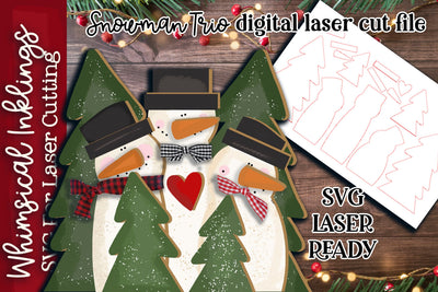 Snowman Trio SVG SVG Whimsical Inklings 
