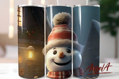 Snowman tumbler / Christmas tumbler PNG / cute snowman face Sublimation Angelina Semenova 
