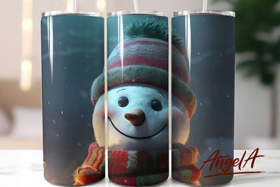Snowman tumbler / Christmas tumbler PNG / cute snowman face Sublimation Angelina Semenova 