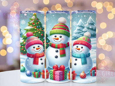 Snowman Tumbler, Family Christmas, Snowy Design, PNG Wrap, Sublimation Art, Holiday Drinkware, Winter Decor, Festive Gifts Sublimation SvggirlplusArt 