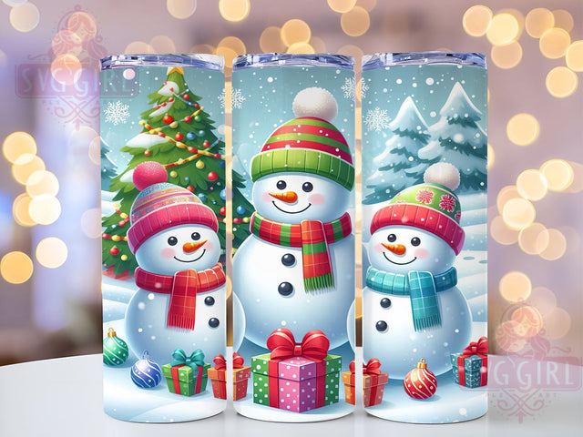 Snowman Tumbler, Family Christmas, Snowy Design, PNG Wrap, Sublimation Art, Holiday Drinkware, Winter Decor, Festive Gifts Sublimation SvggirlplusArt 
