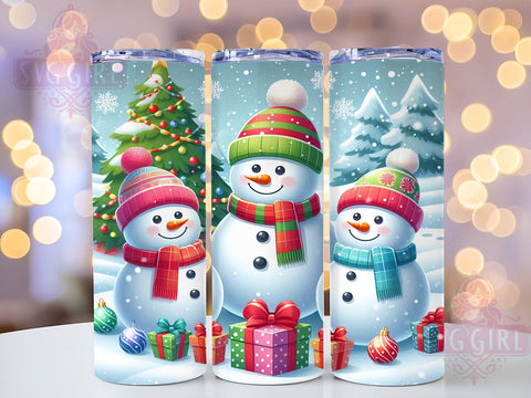 Snowman Tumbler, Family Christmas, Snowy Design, PNG Wrap, Sublimation Art, Holiday Drinkware, Winter Decor, Festive Gifts Sublimation SvggirlplusArt 