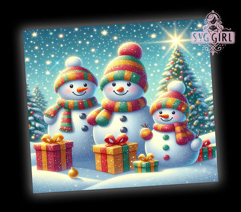 Snowman Tumbler, Family Christmas, Snowy Design, PNG Wrap, Sublimation Art, Holiday Drinkware, Winter Decor, Festive Gifts Sublimation SvggirlplusArt 