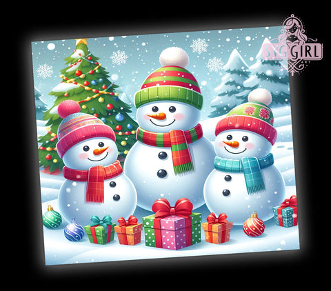 Snowman Tumbler, Family Christmas, Snowy Design, PNG Wrap, Sublimation Art, Holiday Drinkware, Winter Decor, Festive Gifts Sublimation SvggirlplusArt 